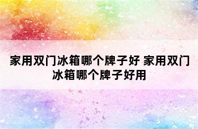 家用双门冰箱哪个牌子好 家用双门冰箱哪个牌子好用